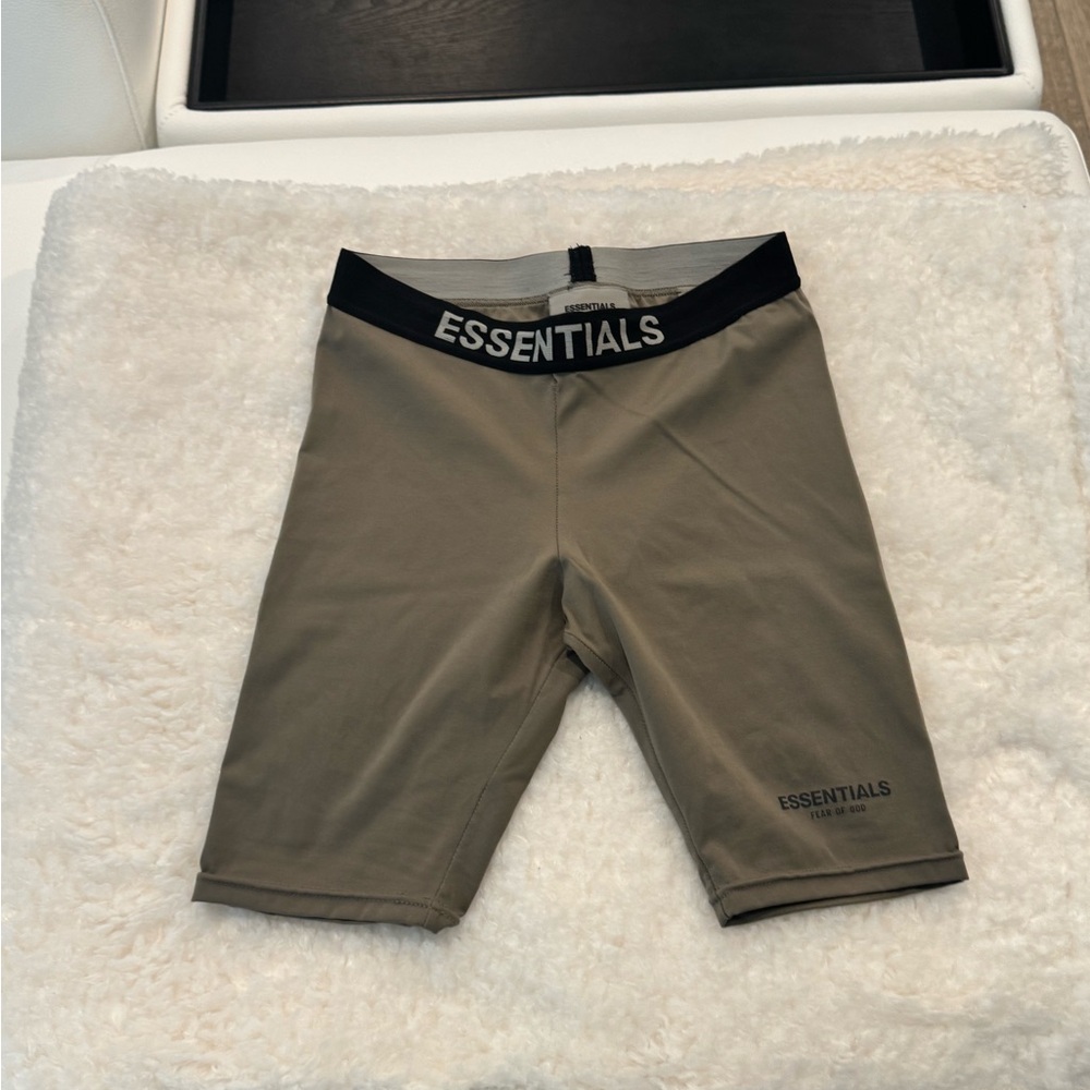 ESSENTIALS Olive Green Compression Bike Shorts